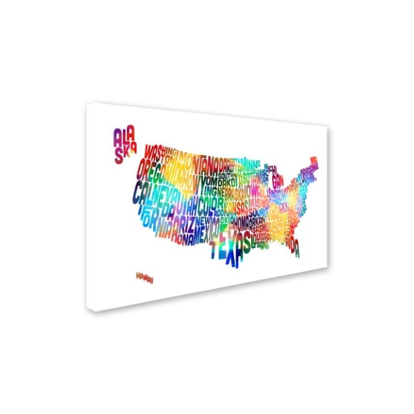 Michael Tompsett 'United States Typography Text Map 2' Canvas Art,22x32